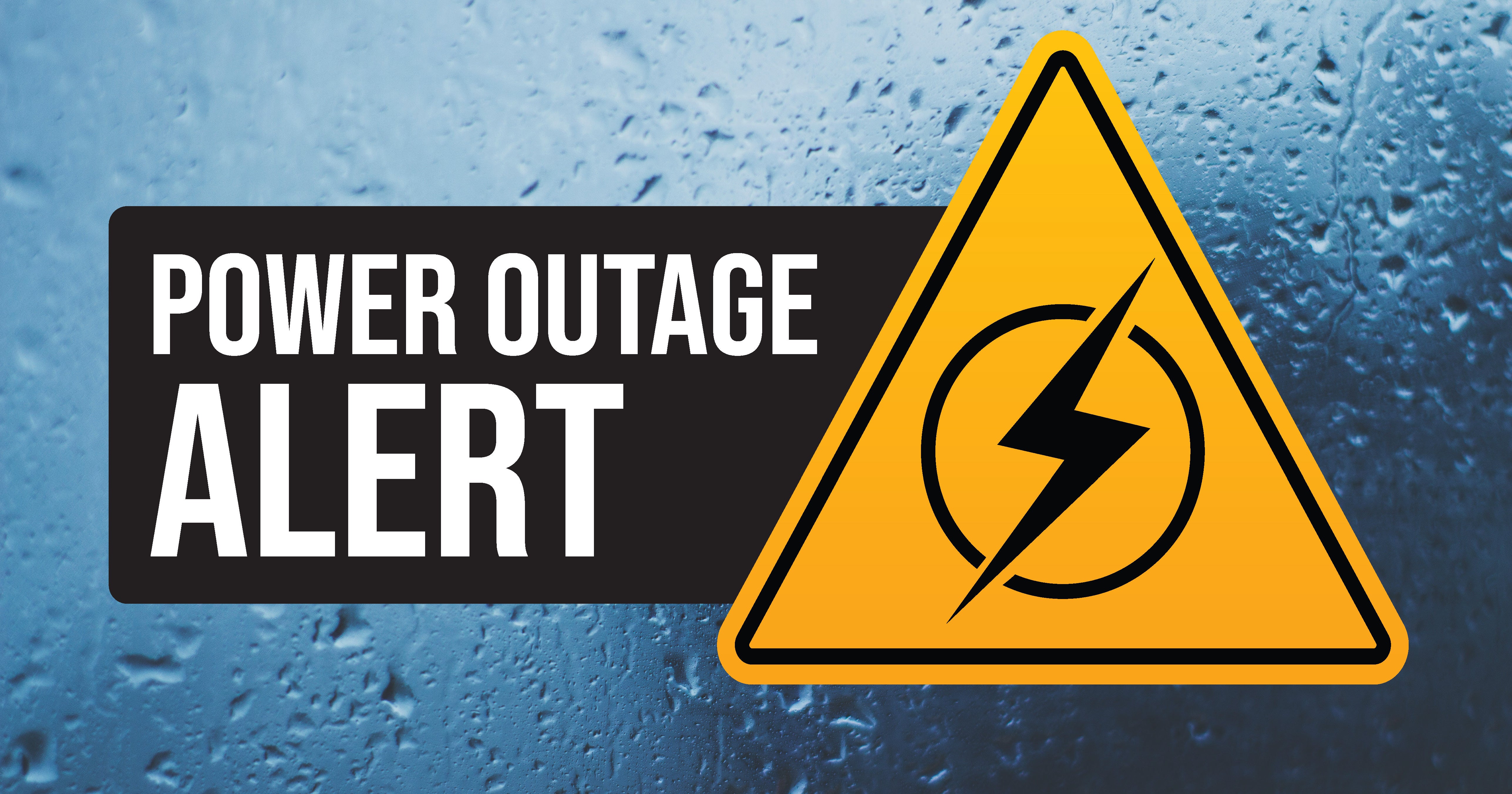 power outage alert with yellow caution triangle