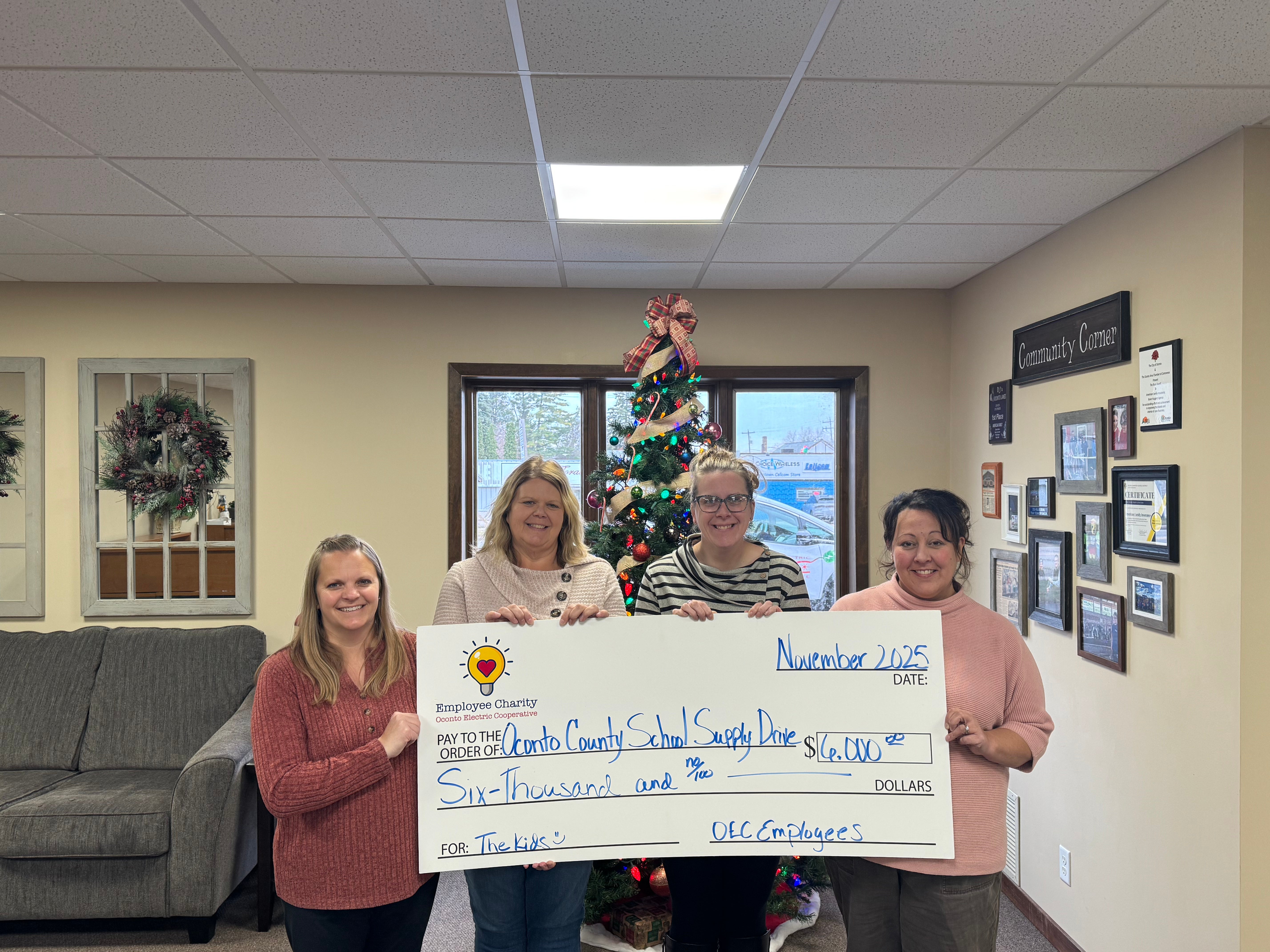 Oconto County School Supply Drive Check Presentation